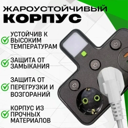 Сетевой фильтр двойник для розетки с 2 USB и Type-C