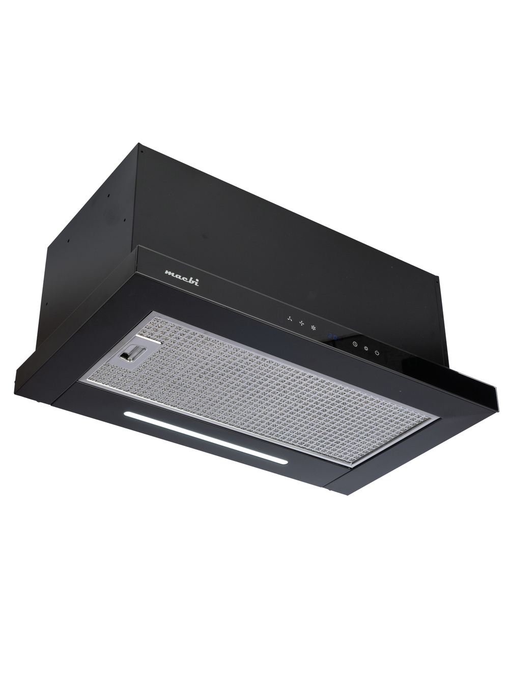 Вытяжка кухонная MACBI Perfa-60G-S/S (BLACK) черный, D150мм, 1200м3/ч, полновстраиваемая, мотор 230Ватт, стекло 60см, сенсорное управление + управление жестами, освещение светодиодное 5W