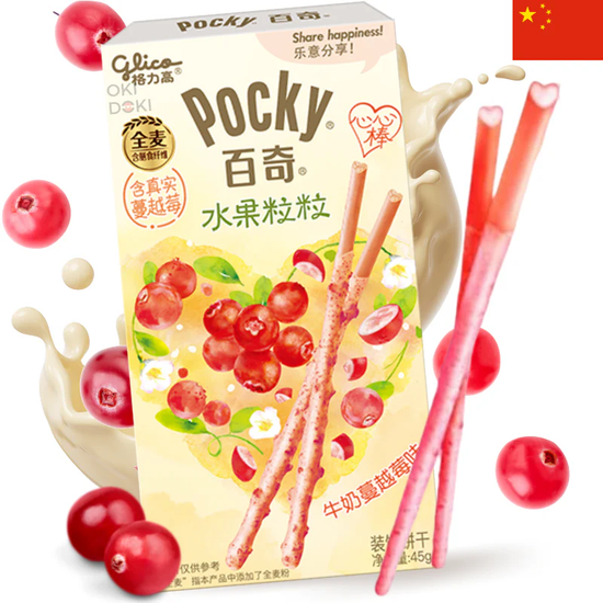 Покки соломка в шоколадной глазури со вкусом мороженого и клюквы, 45 г (Таиланд)