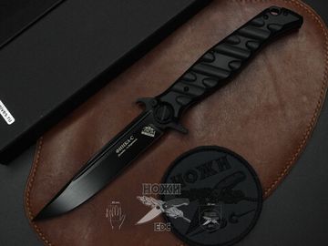 Складной нож НОКС Финка С Black 342-709406 c клинком из стали D2, рукоять G10