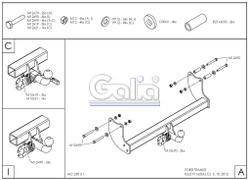 Фаркоп оцинкованный Galia F116A для FORD Transit, бортовой, 2000-(паспорт и сертификат в комплекте)(без электрики)