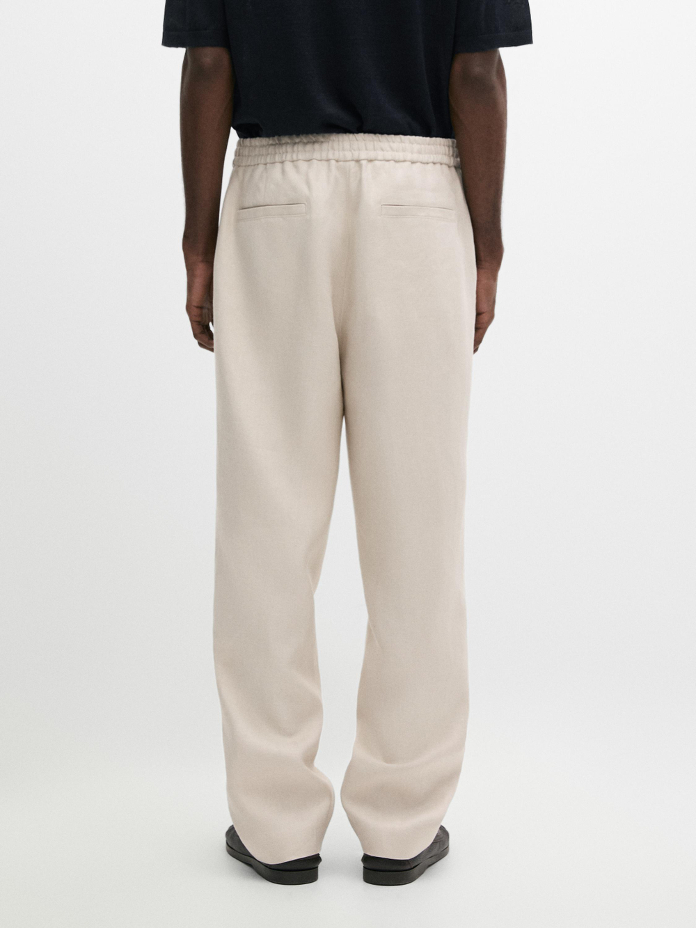 Massimo Dutti Льняные брюки с декоративной отделкой на талии, бежевый