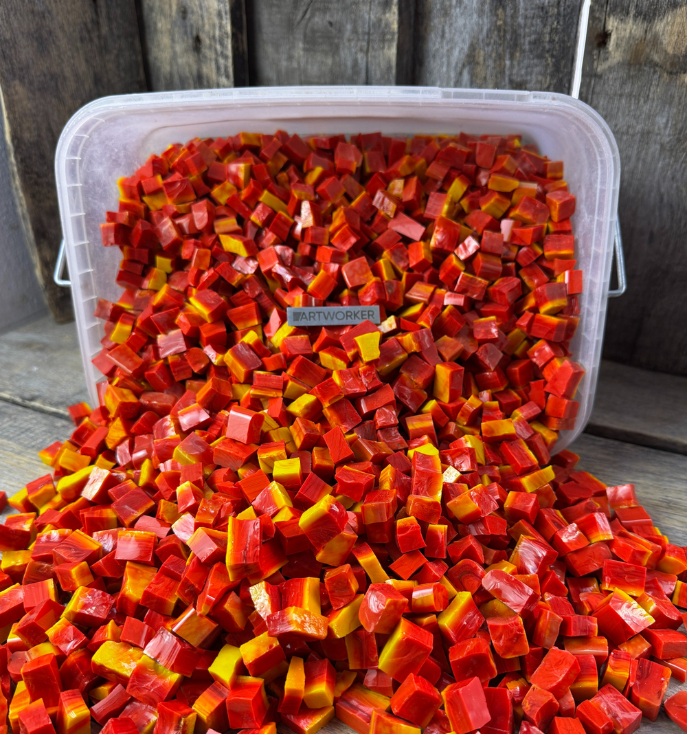 V1.K.red-yellow смальта разноформатная колотая красно-желтых оттенков