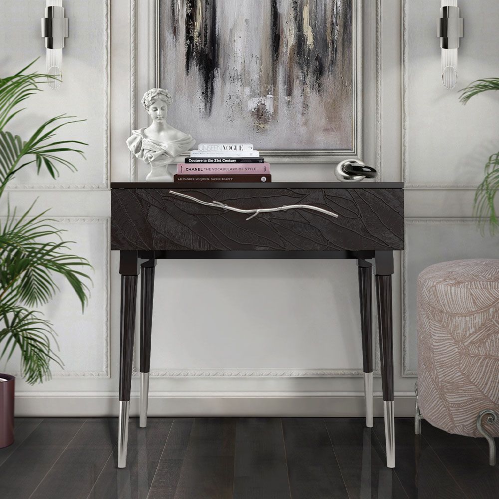 Консоль Арт Колор leaves Стайл Сильвер Терпкий коричневый