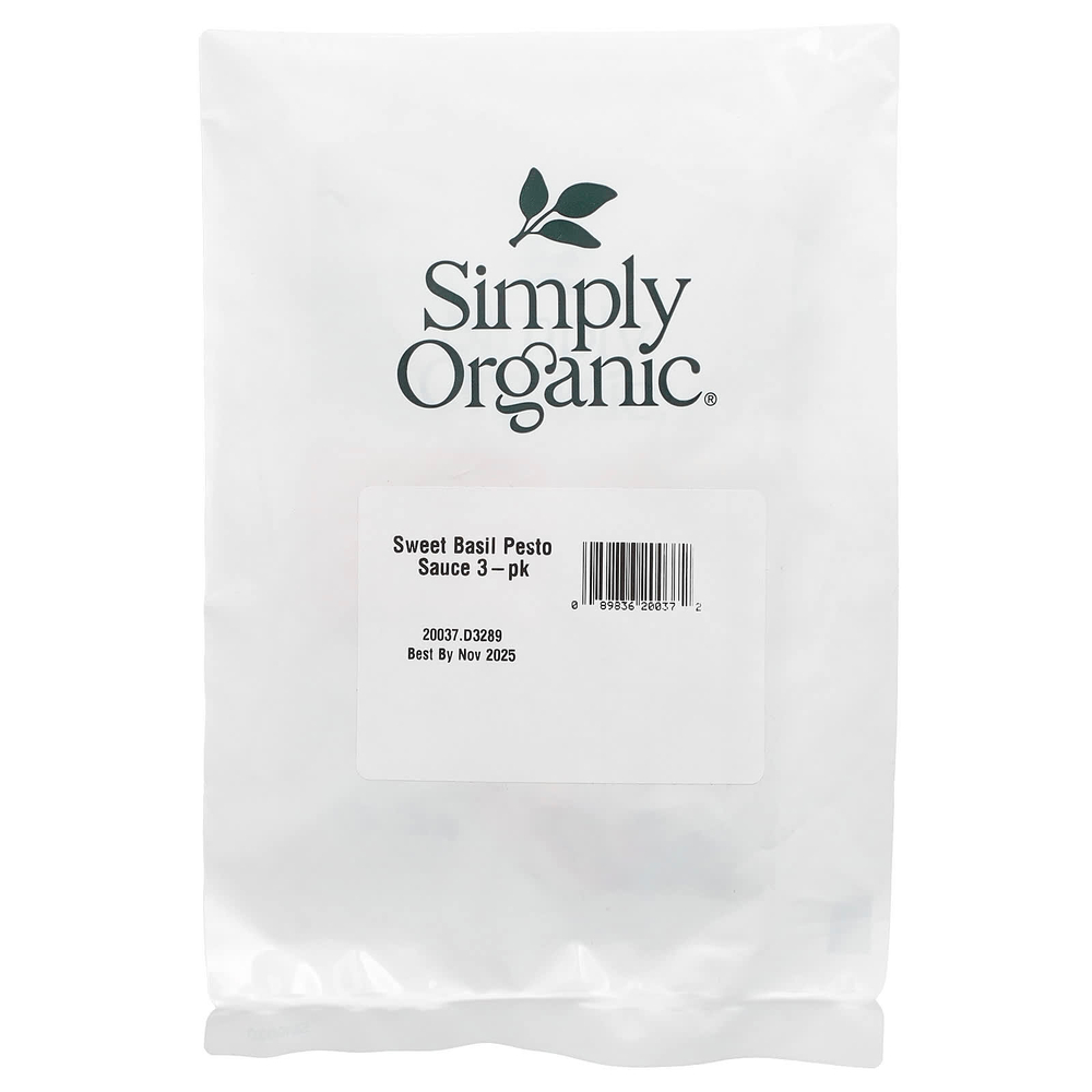 Simply Organic, песто из сладкого базилика, смесь соусов, 3 пакетика, 15 г (0,53 унции)