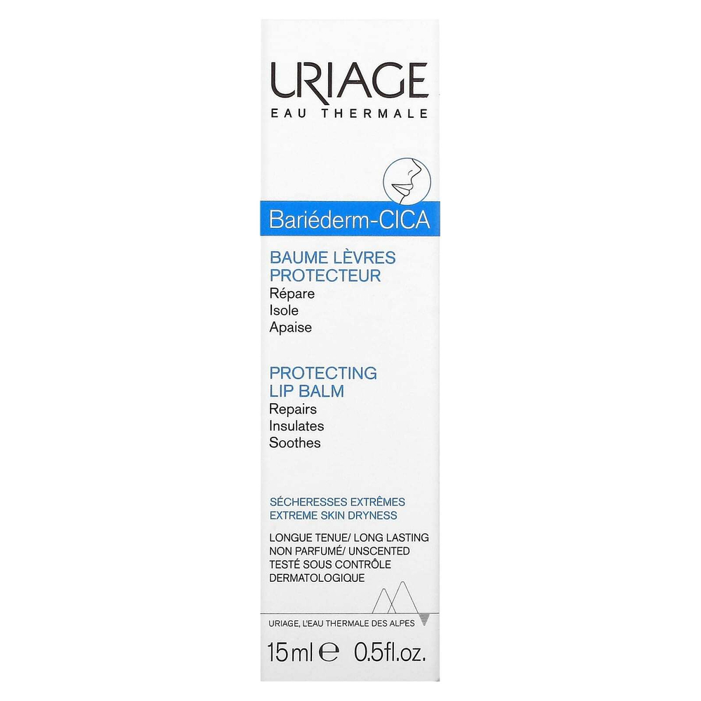 Uriage, Bariederm, Бальзам для защиты губ Cica-Lips, без отдушек, 0,5 жидкой унции (15 мл)