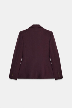 ZARA ПРИТАЛЕННЫЙ БЛЕЙЗЕР С ПОДПЛЕЧНИКАМИ, БУРГУНДИ