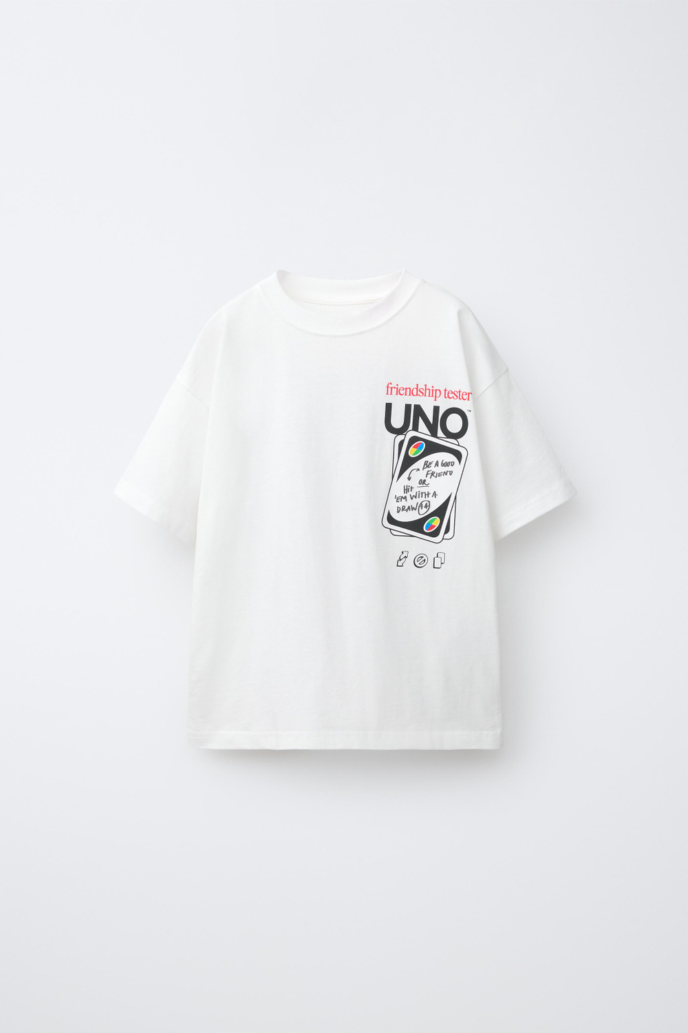 ZARA ФУТБОЛКА С ПРИНТОМ UNO ©, БЕЛЫЙ
