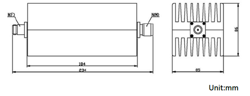 LF-AXX-NMF-10G-200, N, Аттенюатор фиксированный, 10 ГГц, 200Вт (30-40 dB)