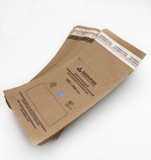 Крафт пакет DEZUPAK для стерилизации размер: 100*200 мм коричневые, упаковка 100 шт
