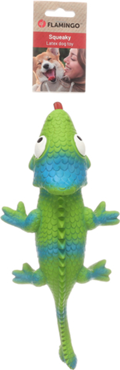 Игрушка для собак Хамелеон, 12 x 32 x 8 см, латекс, зелёный, Flamingo