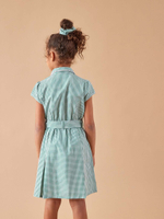 Платье школьное с поясом и резинка для волос в комплекте для девочки Next T40-875, Зеленый, Белый