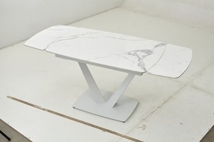 Стол ALATRI 120 GLOSS STATUARIO WHITE SOLID CERAMIC / WHITE, ®DISAUR