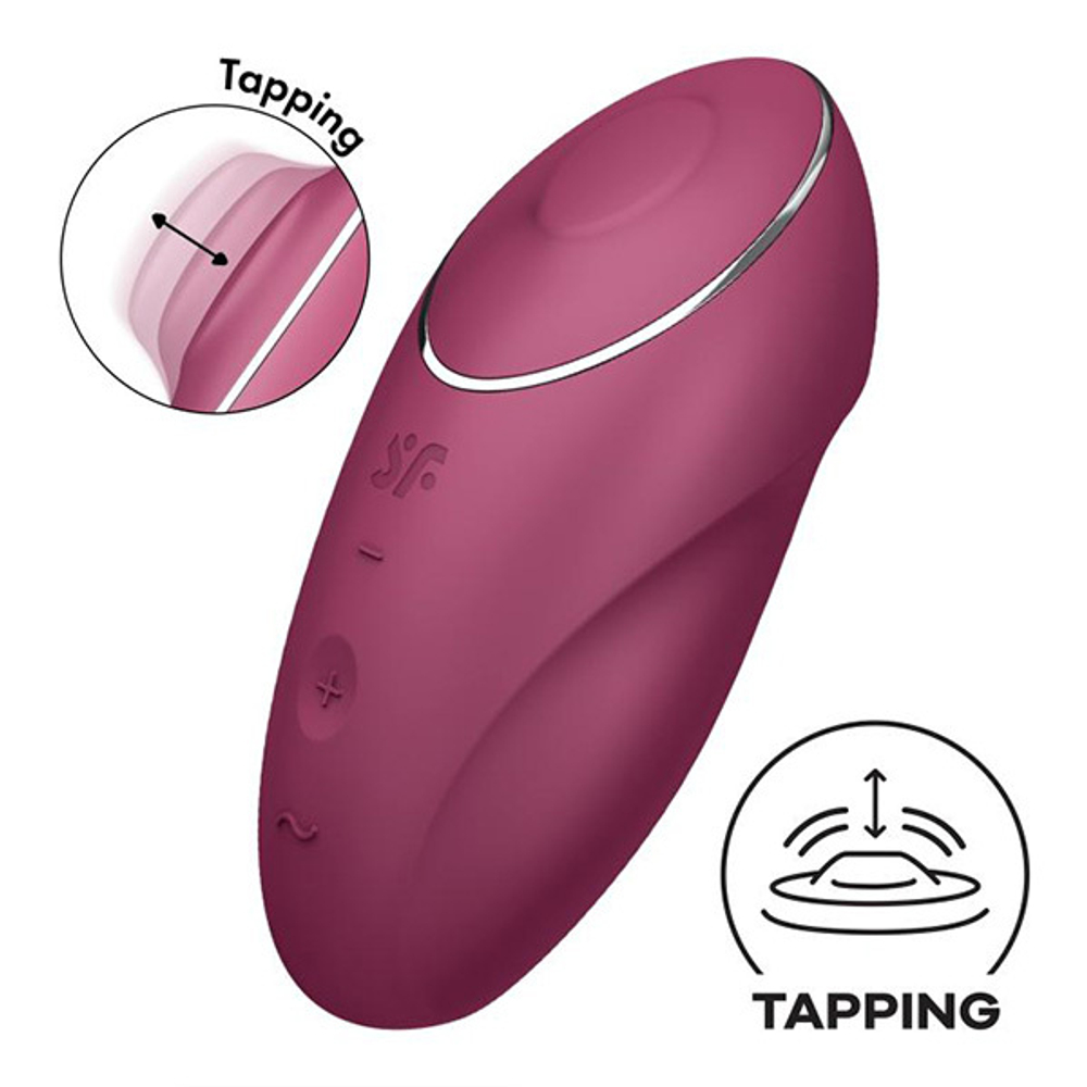 Малиновый вибростимулятор 11см Satisfyer Tap & Climax 1