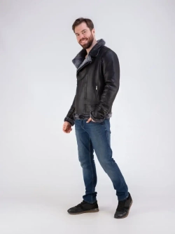 Дубленка мужская натуральная авиатор зимняя Турция