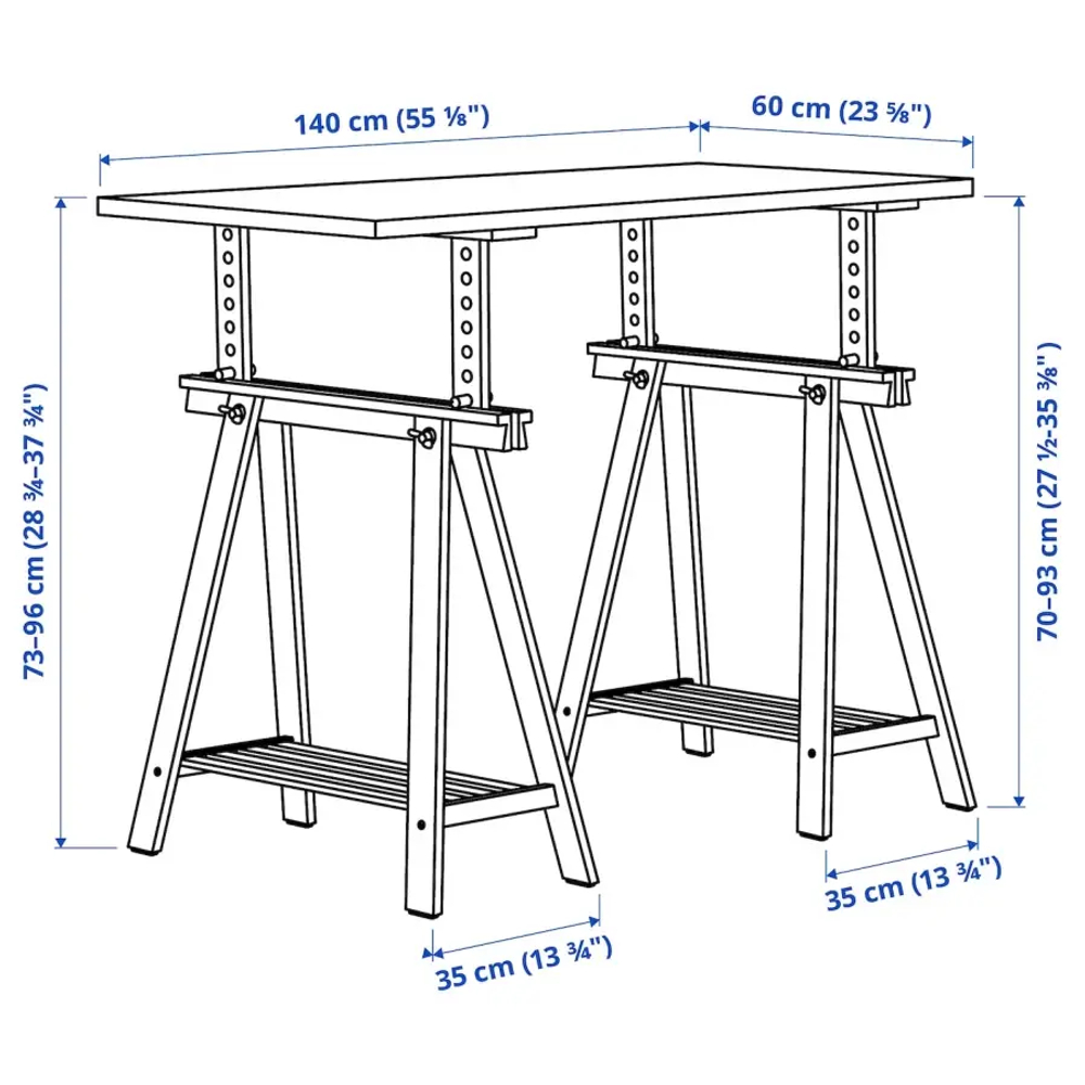 Письменный стол - IKEA LAGKAPTEN/MITTBACK, 140х60 см, белый/береза, ЛАГКАПТЕН/МИТТБАКК ИКЕА