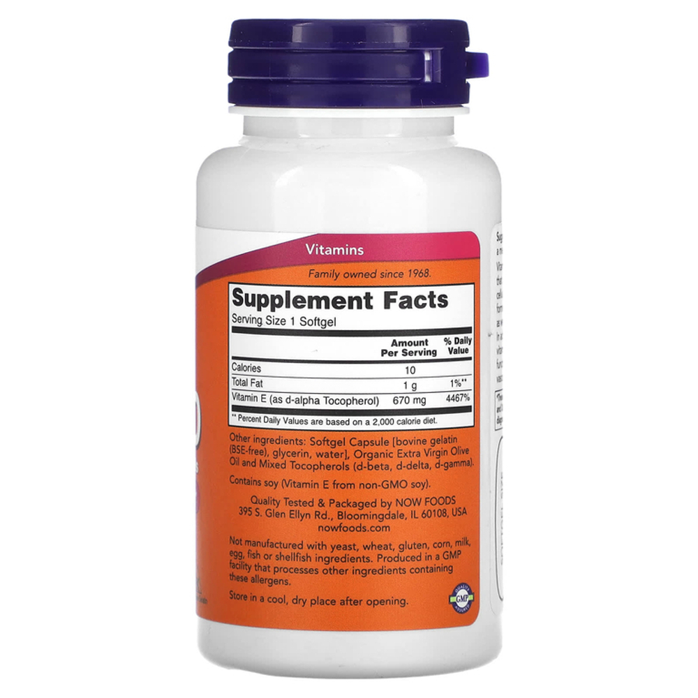 Now Foods E-1000 Mixed tocopherols 50 softgels, Витамин E