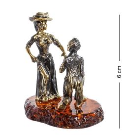 Народные промыслы AM-1235 Фигурка «Предложение руки и сердца» (латунь, янтарь)