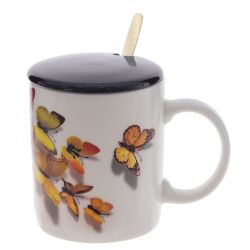 GAEM Кружка с крышкой и ложкой, 350 мл, L12 W8 H10 см, 4в.