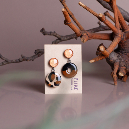 Серьги - Матрёшка/Бублик - Леопард