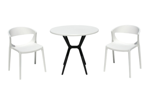 Набор мебели ЕВОК  арт.PP0005WPб+PP9901WRбч белый, черный,  (2стула ЕВОК бел+стол ТЕОРИ бел с чер ножками)