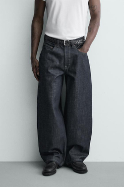 ZARA ДЖИНСЫ BALLOON FIT, СИНИЙ