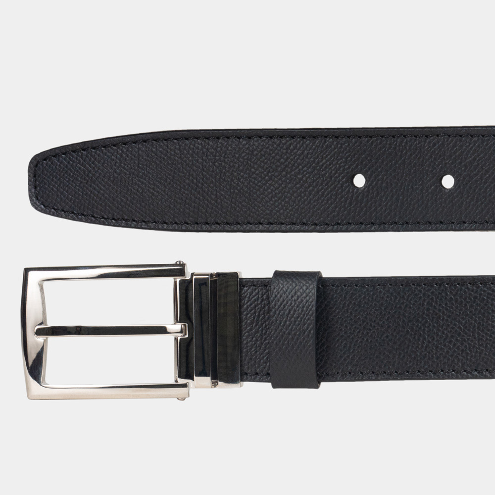 Мужской ремень из кожи сафьяно 35 мм, чёрный