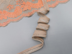Ажурная резинка, 13мм, кофе с молоком, Турция, (AZH/13-030), м