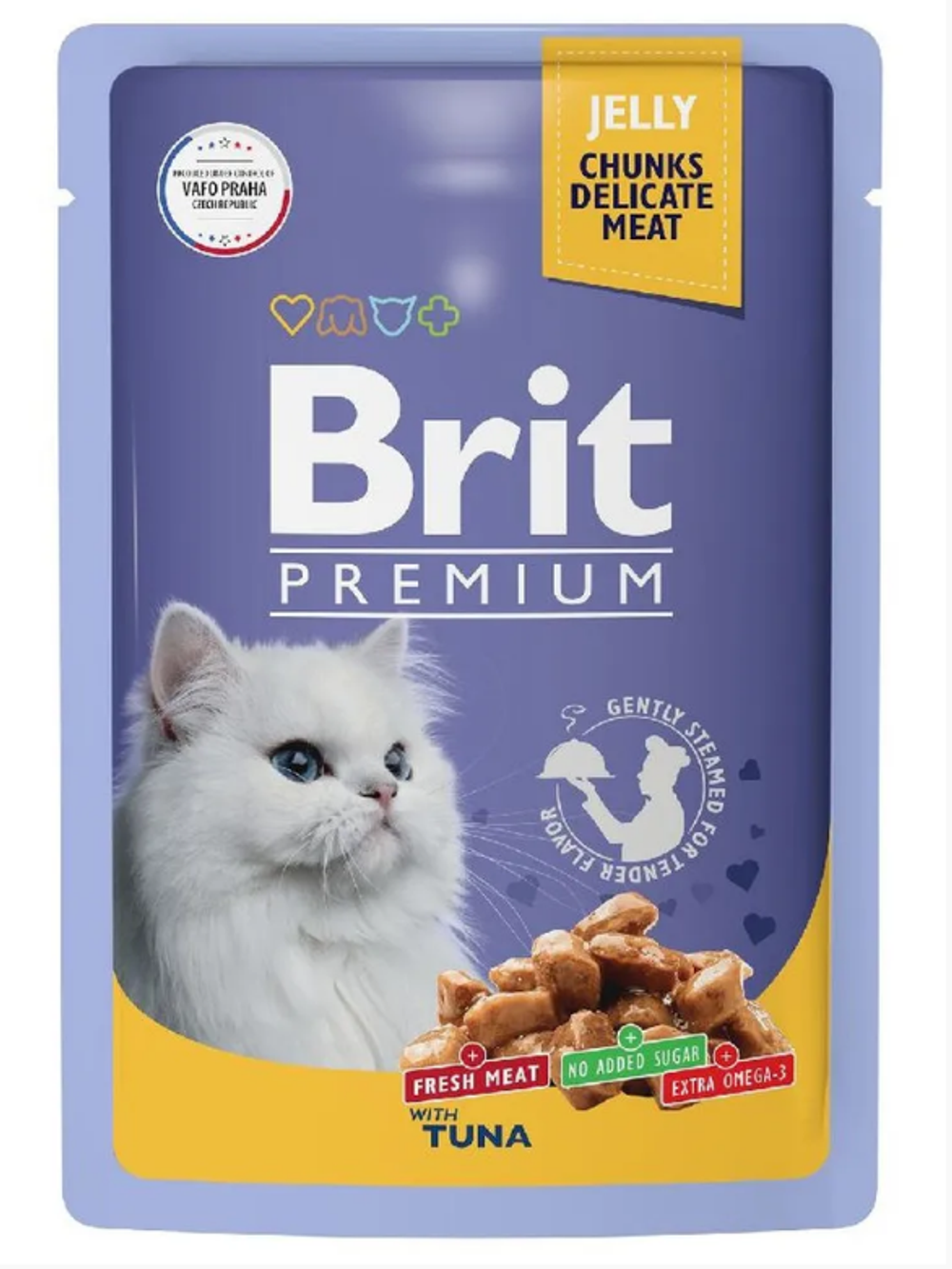 Влажный корм для кошек Brit Premium 0,085кг тунец в желе 14 паучей