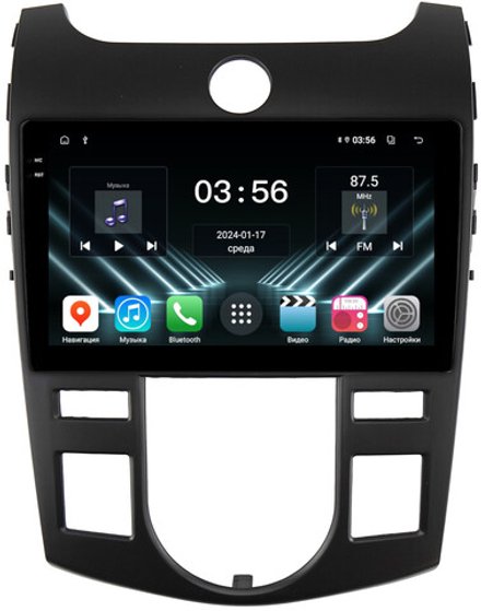 Магнитола для KIA Cerato 2 2008-2013 (климат, рамка черная) - FarCar DX9-7093CLB монитор 9.5" IPS на Android 13, 4+64Гб, CarPlay