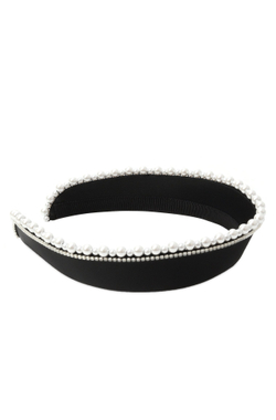 Кокошник XS из черного шелка с жемчугом