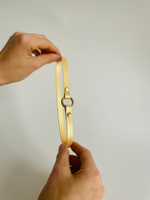 Адресник шнурок из биотана 10 мм, золотой шимер на латуни, обхват шеи 39 см