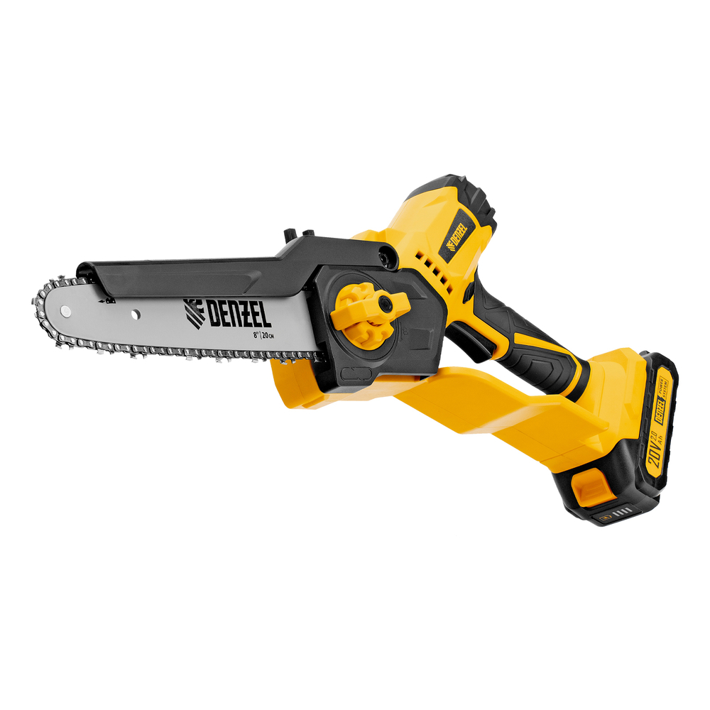 Цепная мини-пила аккумуляторная бесщет., СCS-200BL, шина 200 мм, Li-Ion, 20 В, // Denzel
