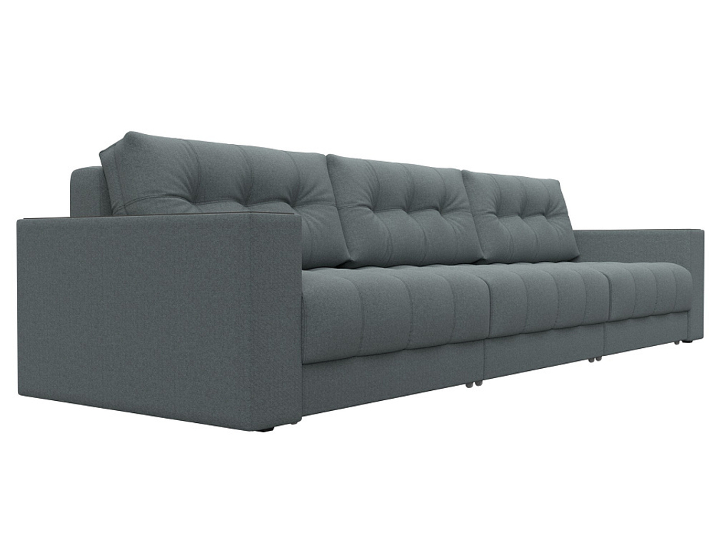 Диван прямой с декором Лига-049 НПБ Лонг, Амур 07 РОГОЖКА серый