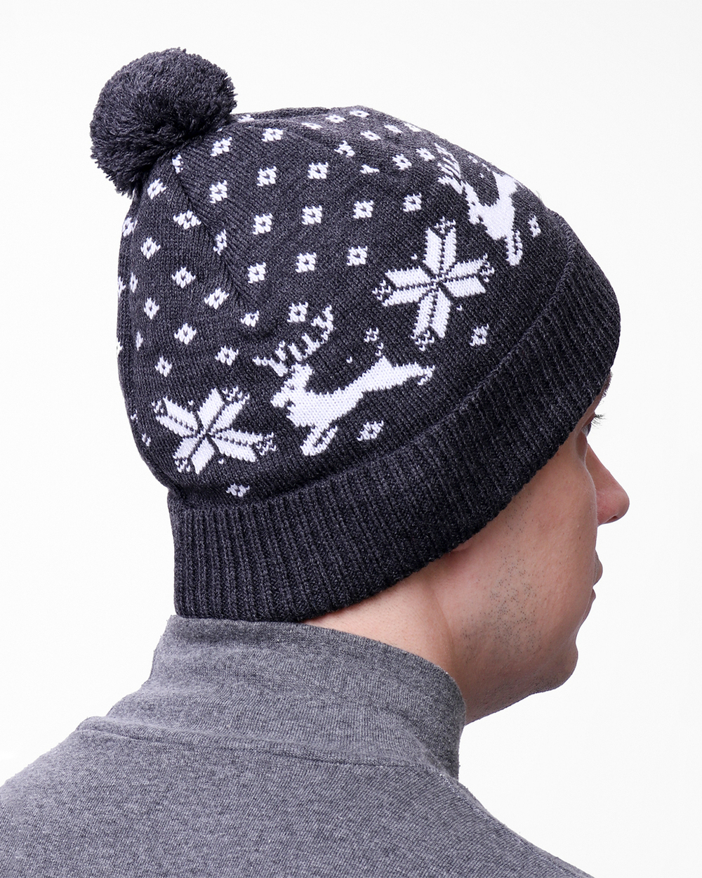 Мужская шапка PRIVAL с отворотом Скандинавия-7 серый