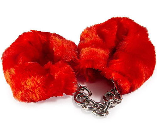 Наручники Vulgar HAFTR001 с красным искусственным мехом