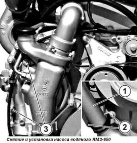 Снятие и установка водяного насоса ЯМЗ 650