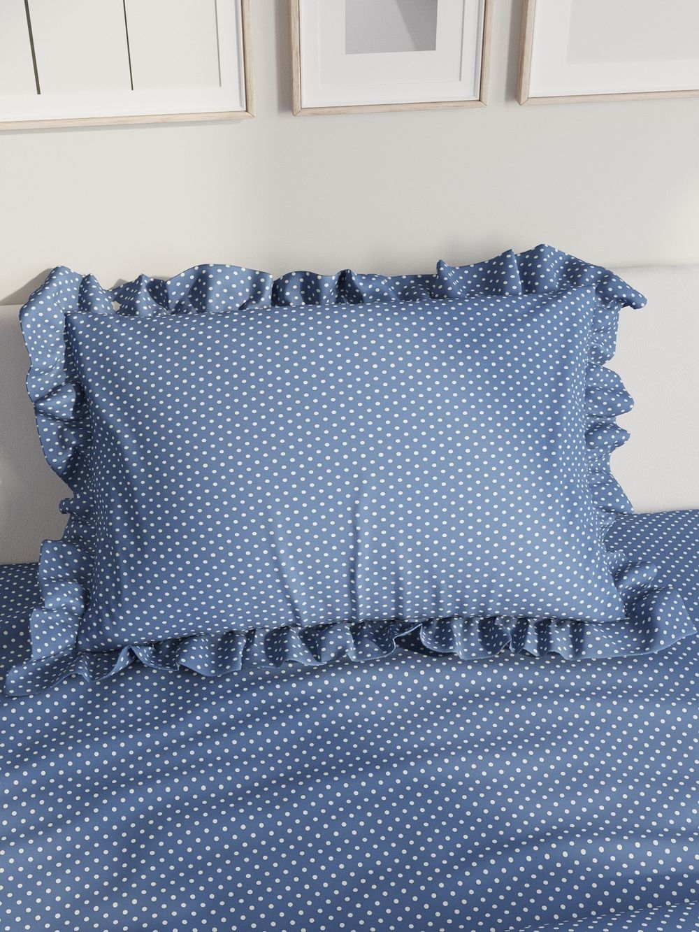 Декоративная наволочка с рюшами, оборками "Небо" 50х70 см, 1 шт, без молнии