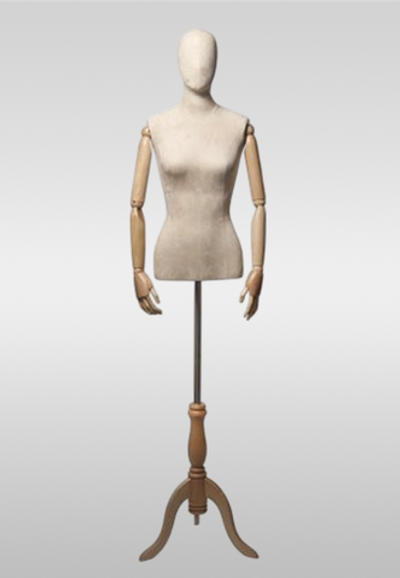 Торс женский манекен Originals 02/Обтяжка вельвет/Деревянные руки