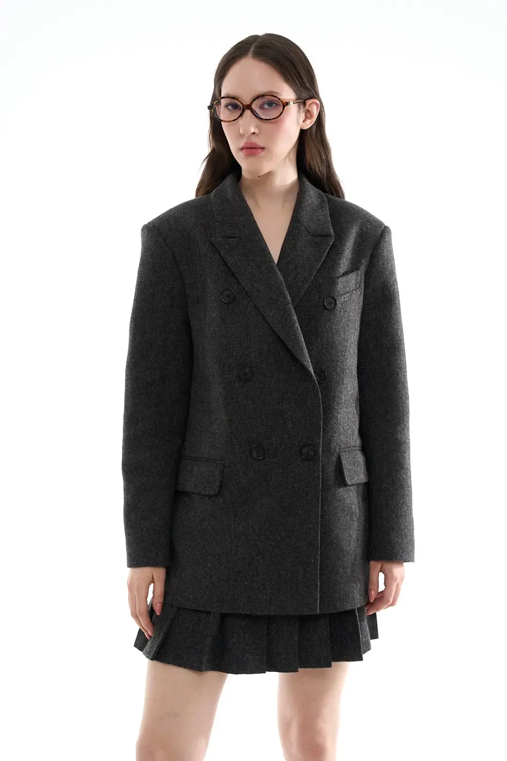 Пиджак-бойфренд графитовый