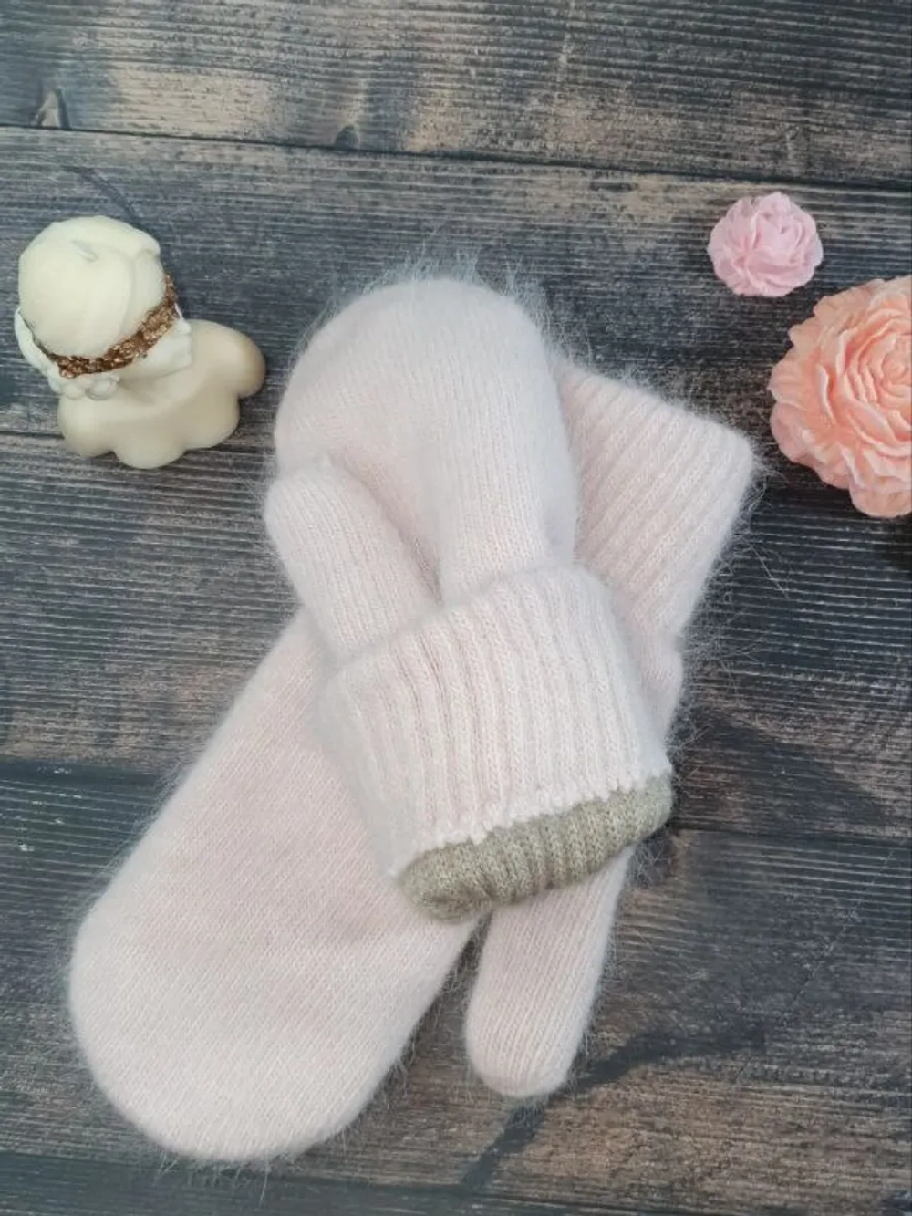 Варежки зимние теплые пушистые ангора