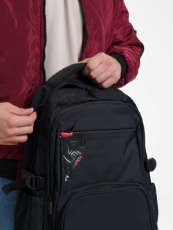 Рюкзак мужской городской повседневный пикник для отдыха, черный / красный