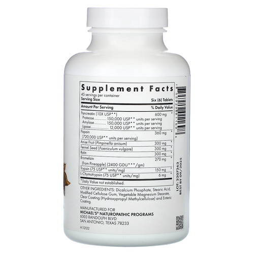 Michael's Health, Recovery Zymes, 270 таблеток, покрытых кишечнорастворимой оболочкой и обеспечивающих стабильный уровень pH