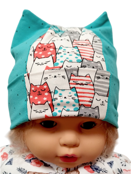 10021 Шапка детская "Кошка" кулирка (50-52)