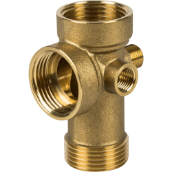 Штуцер латунный пятиходовой (пятивыводной 80 мм ,1" вн. - вн. - нар., 1/4" - вн. - нар.)