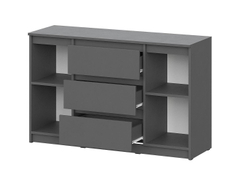 Денвер комод 3 ящика двухстворчатый / Графит серый