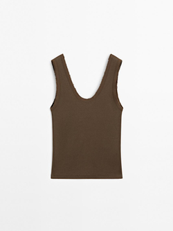 Massimo Dutti Топ из смесового хлопка, кротово-коричневый