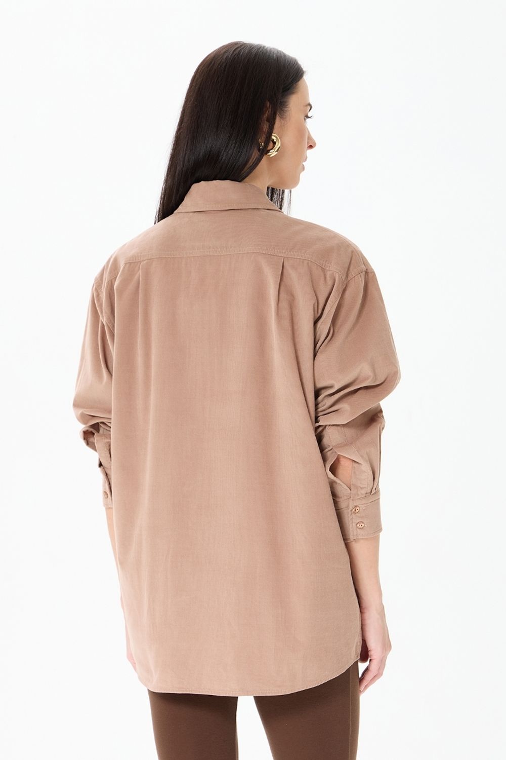 Рубашка Хельсинки удлиненная бежевый вельвет