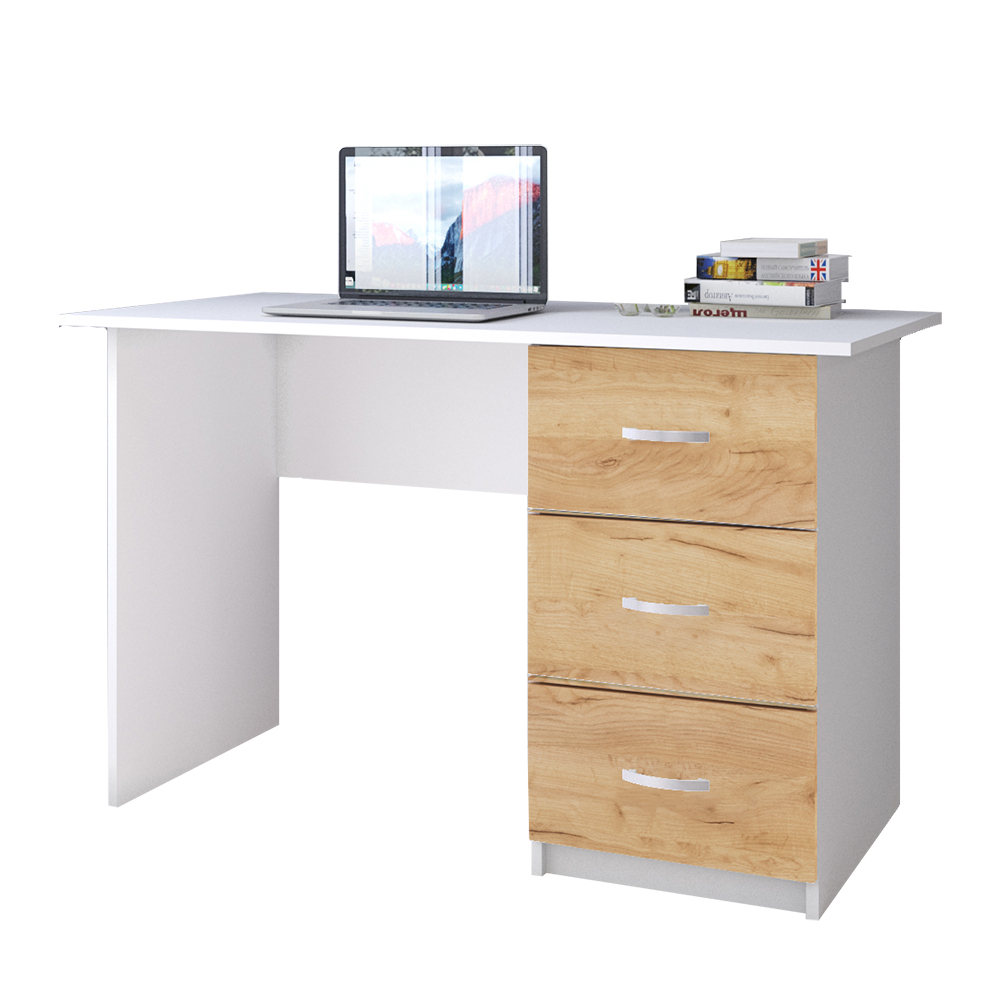 Стол письменный Сити-1, белый/дуб крафт
