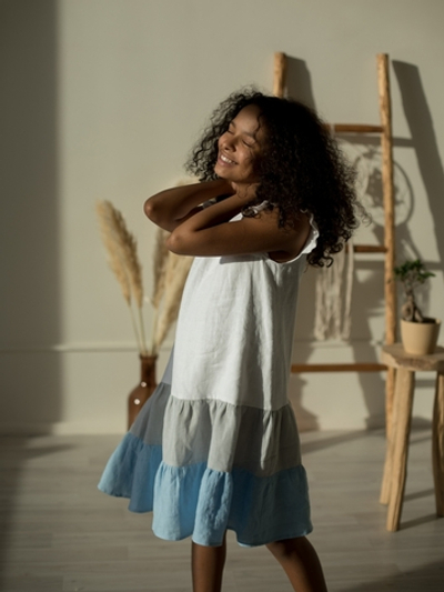 Платье с крылышками, цвет белый/серый/голубой